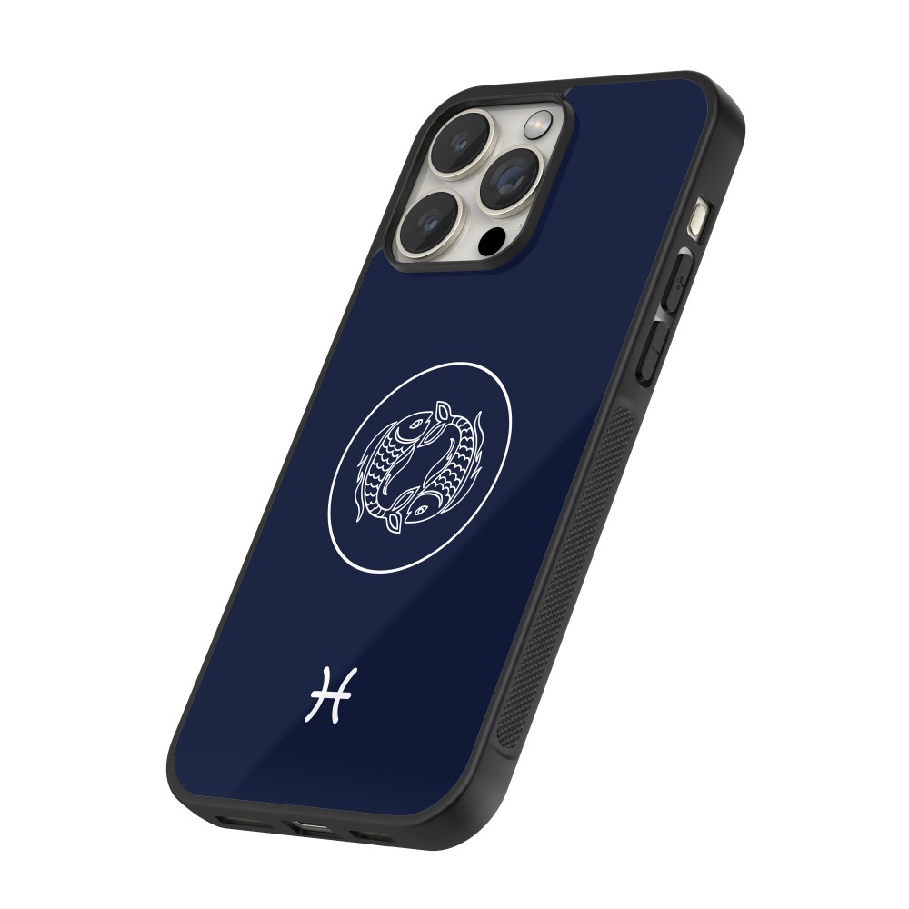 iPhone 12 / 12 Pro Case Hülle - Silikon schwarz Astrologie Fische