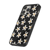 Coque iPhone 12 / 12 Pro - Silicone rigide noir Easter 2024 white on black flower