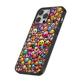 iPhone 12 / 12 Pro Case Hülle - Silikon schwarz Emoji Mix Farbe