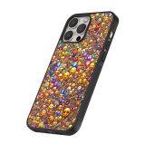 iPhone 12 / 12 Pro Case Hülle - Silikon schwarz Emoji gemischt