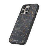 Hülle iPhone 12 / 12 Pro - Silikon schwarz Grey Gold Marble