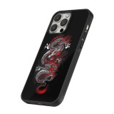 iPhone 12 / 12 Pro Case Hülle - Silikon schwarz Japanese style Dragon Tattoo Red Black