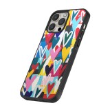 Coque iPhone 12 / 12 Pro - Silicone rigide noir Joyful Hearts