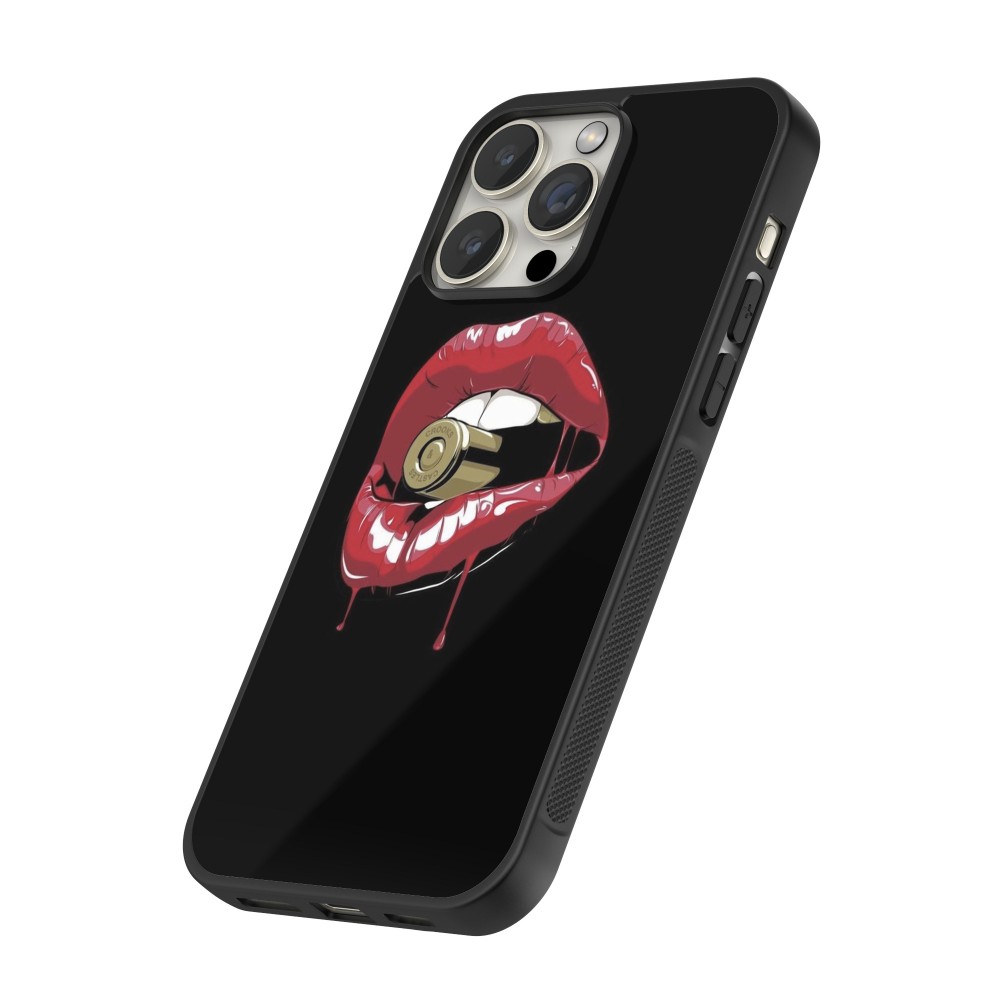 Coque iPhone 12 / 12 Pro - Silicone rigide noir Lips bullet