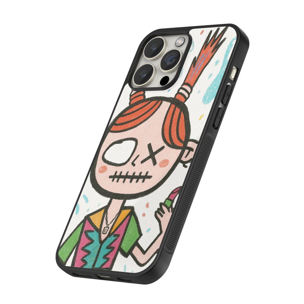 Coque iPhone 12 / 12 Pro - Silicone rigide noir Little Girl Sketch