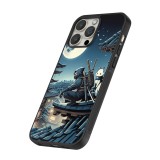 iPhone 12 / 12 Pro Case Hülle - Silikon schwarz Ninja unter dem Mond