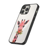 iPhone 12 / 12 Pro Case Hülle - Silikon schwarz Pink Girafe Paint