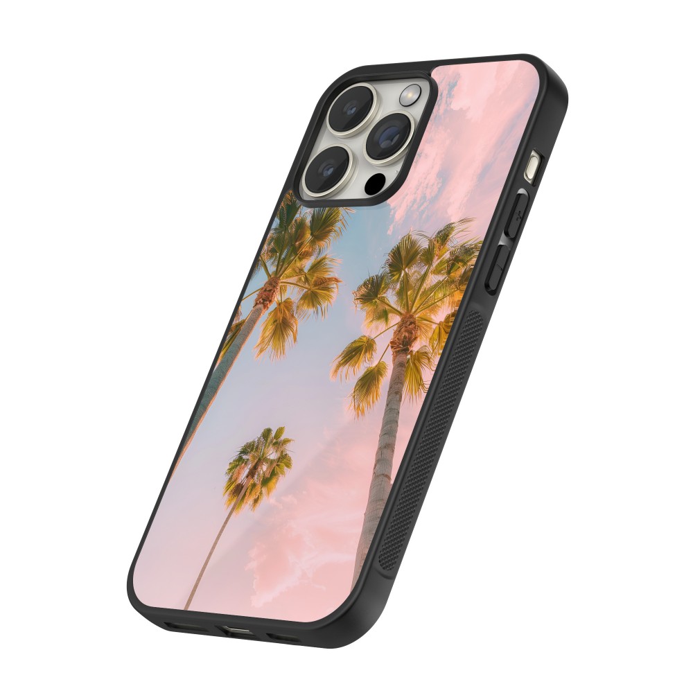 Coque iPhone 12 / 12 Pro - Silicone rigide noir Summer 2025 Palmiers