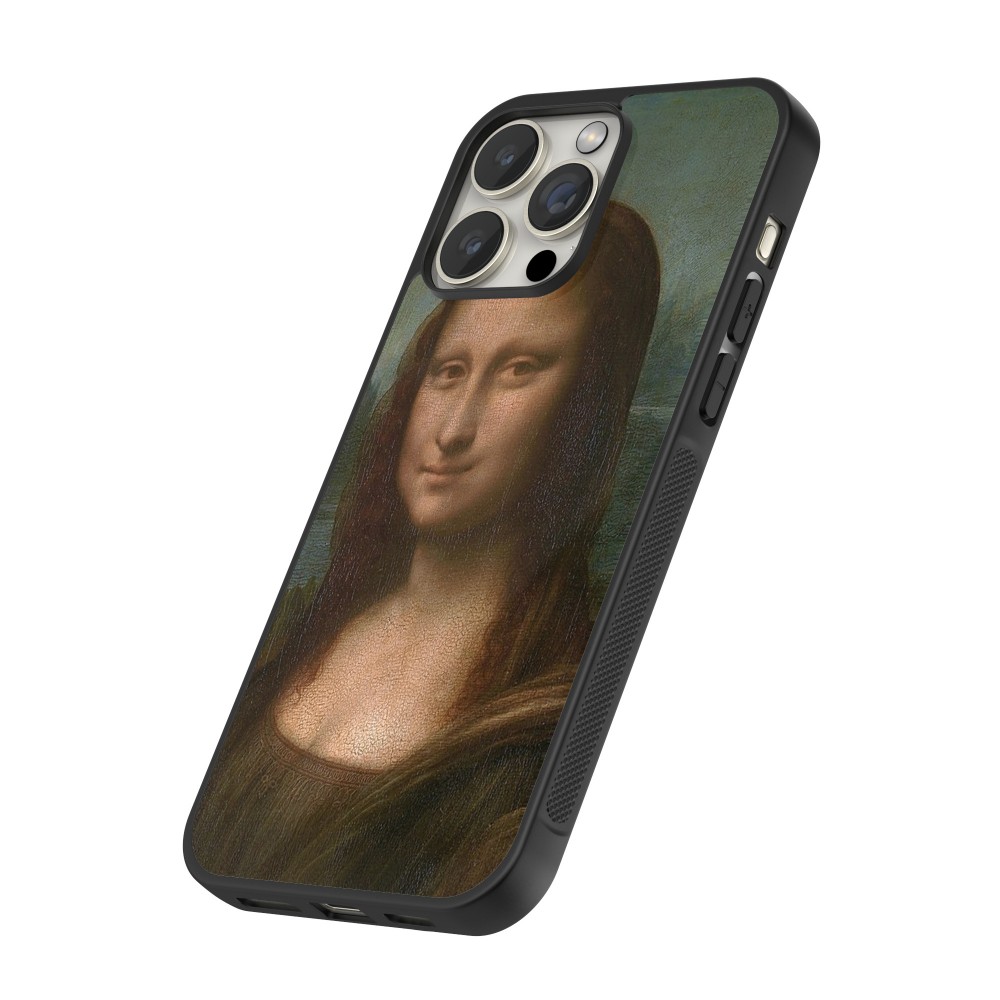 iPhone 12 / 12 Pro Case Hülle - Silikon schwarz Kunstbild - Mona Lisa - Leonardo de Vinci