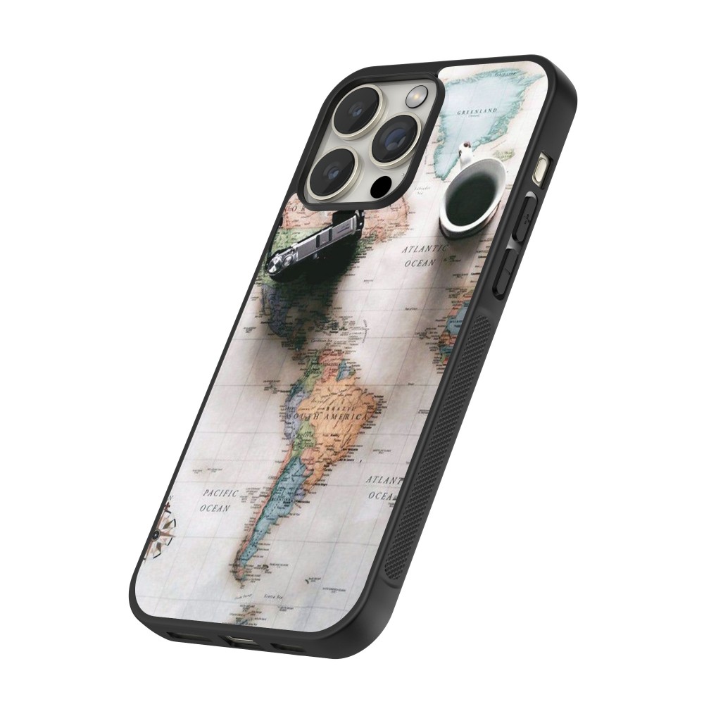 Coque iPhone 12 / 12 Pro - Silicone rigide noir Travel 01