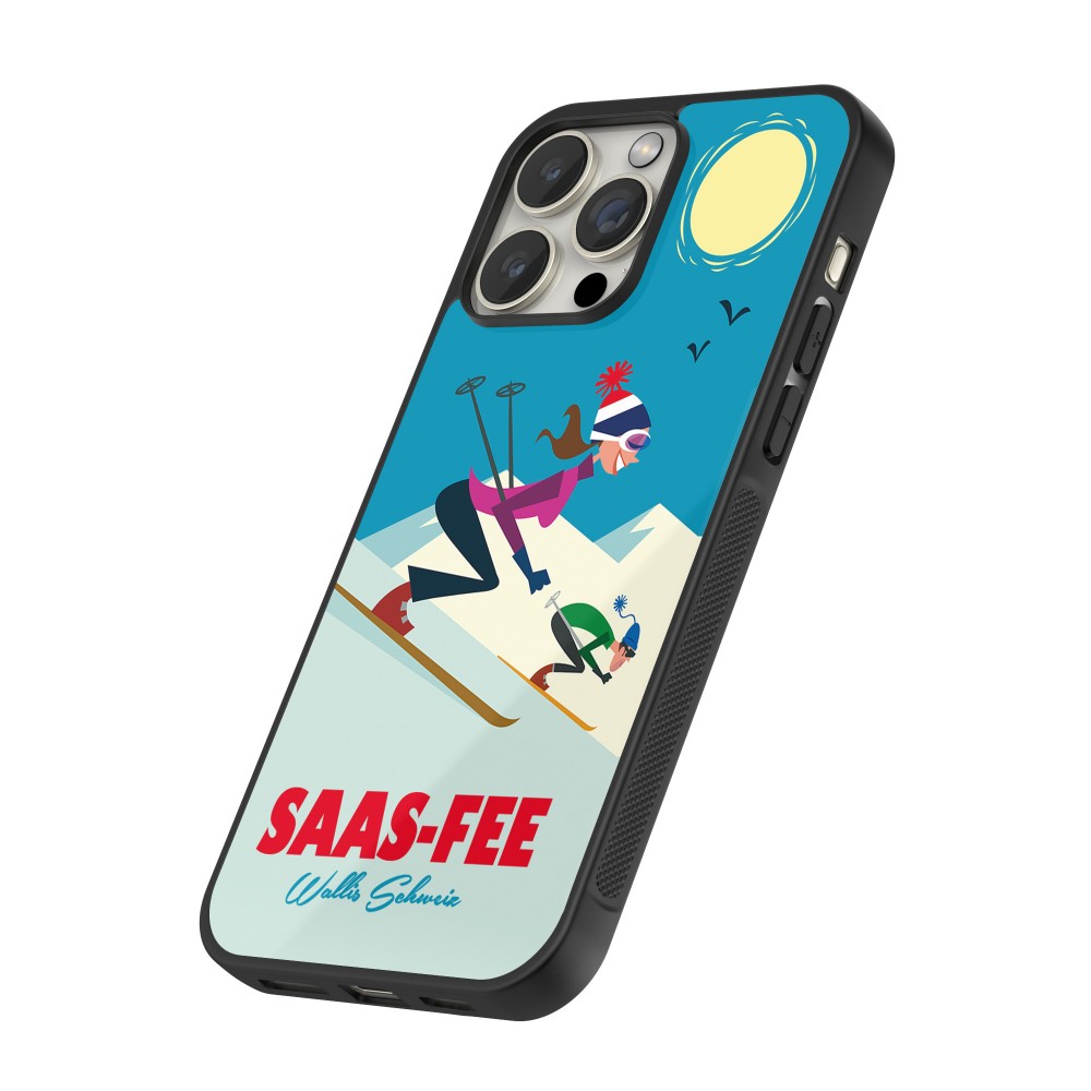 iPhone 12 Pro Max Case Hülle - Silikon schwarz Saas-Fee Ski Downhill