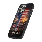 Coque iPhone 12 Pro Max - Silicone rigide noir Football États-Unis splash 2026