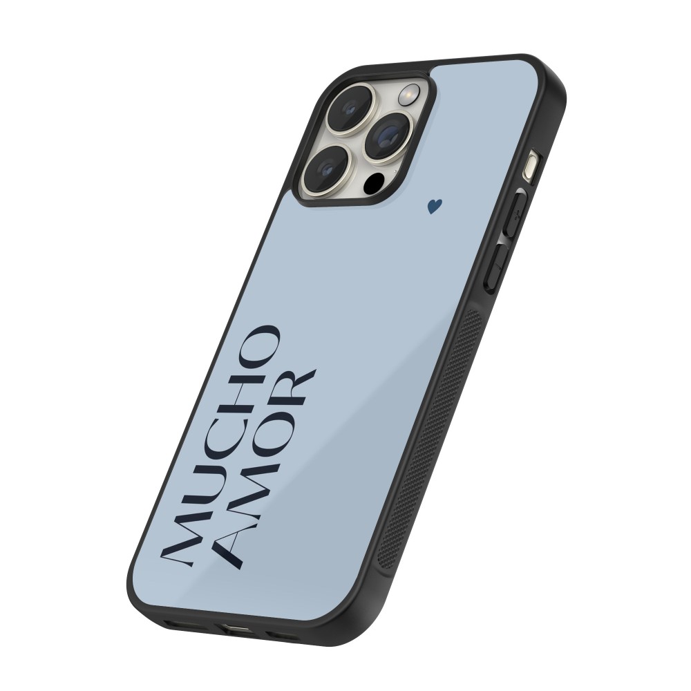 iPhone 12 Pro Max Case Hülle - Silikon schwarz Valentine 2024 mucho amor azul