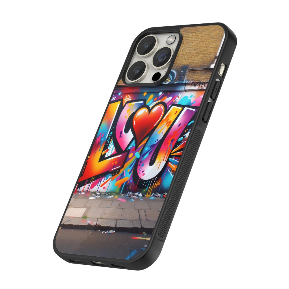 iPhone 12 Pro Max Case Hülle - Silikon schwarz Valentin 2025 Liebe U Tag