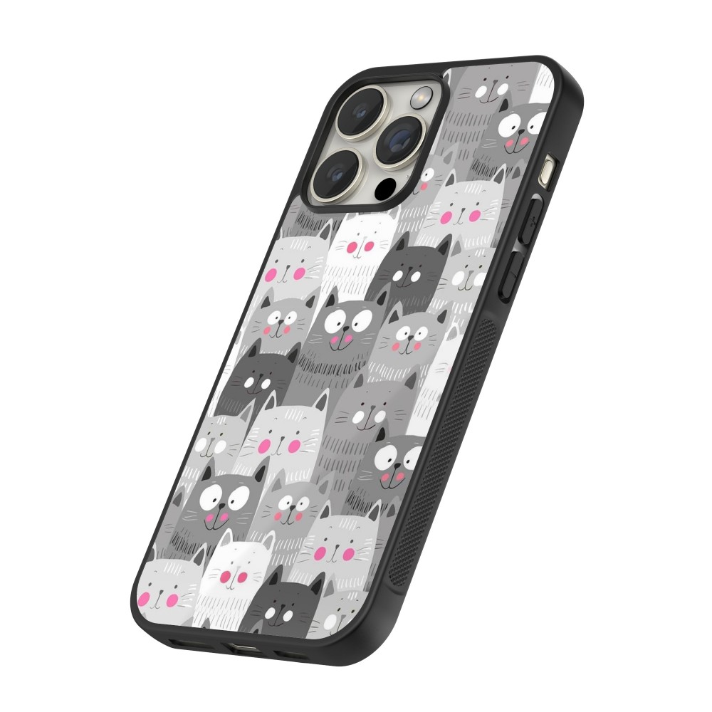 iPhone 13 Pro Max Case Hülle - Silikon schwarz Katzenschwärme
