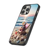 iPhone 13 Pro Max Case Hülle - Silikon schwarz Kackhaufen Emoji auf Liegestuhl