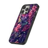 Coque iPhone 13 Pro Max - Silicone rigide noir Flowers Dark
