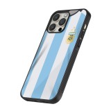 Coque iPhone 13 Pro Max - Silicone rigide noir Maillot de football Argentine 2022 personnalisable