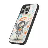 Coque iPhone 13 Pro Max - Silicone rigide noir Little Angel Sketch Love