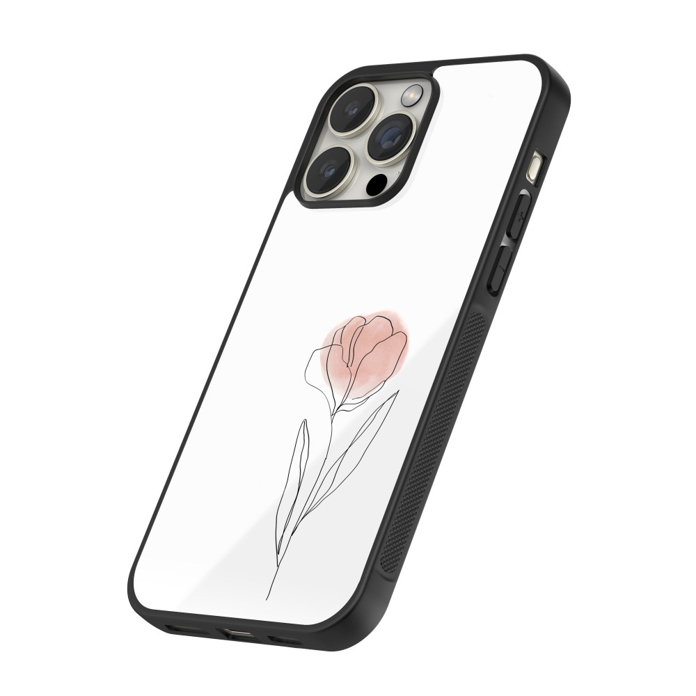 iPhone 13 Pro Max Case Hülle - Silikon schwarz Spring 23 minimalist flower