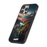 iPhone 13 Pro Max Case Hülle - Silikon schwarz Sonnenuntergang Waldsee