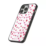 Coque iPhone 13 Pro Max - Silicone rigide noir Valentine 2022 Many pink hearts