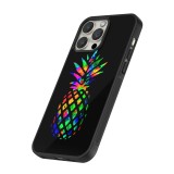 Coque iPhone 13 Pro - Silicone rigide noir Ananas Multi-colors