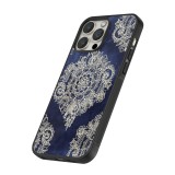 iPhone 13 Pro Case Hülle - Silikon schwarz Cream Flower Moroccan