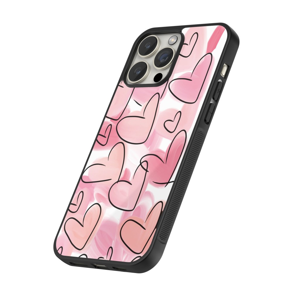 iPhone 13 Pro Case Hülle - Silikon schwarz Easter 2023 pink hearts