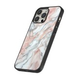 iPhone 13 Pro Case Hülle - Silikon schwarz Rosa Leuchtender Marmor