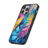 Coque iPhone 13 Pro - Silicone rigide noir Palms Blue