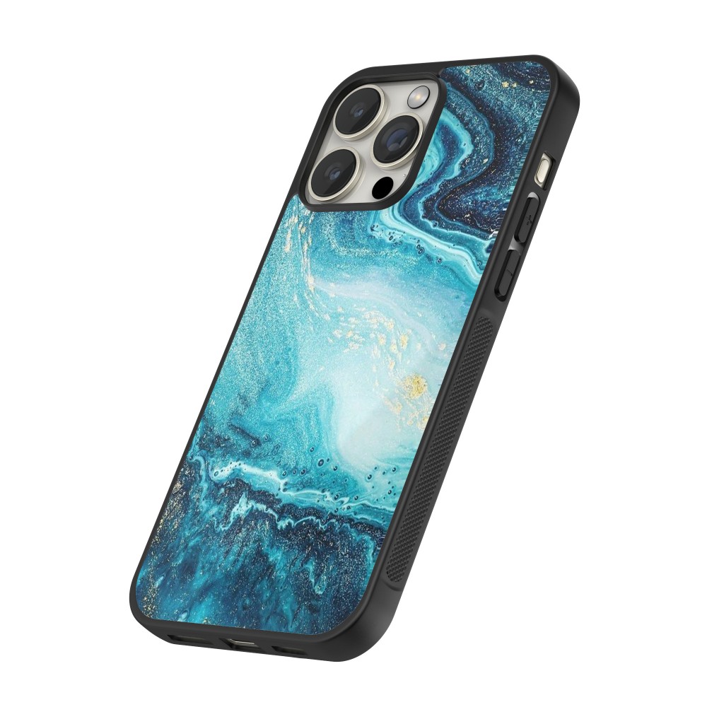 iPhone 13 Pro Case Hülle - Silikon schwarz Sea Foam Blue