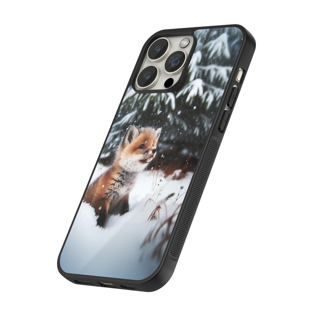 iPhone 13 Pro Case Hülle - Silikon schwarz Weihnachten 2023 Fuechslein Tanne