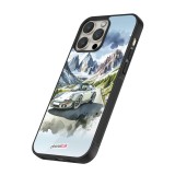 Coque iPhone 14 Pro Max - Silicone rigide noir Porsche 911 Mountain Watercolor