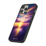 iPhone 14 Pro Max Case Hülle - Silikon schwarz Sonnenuntergang gelb violett