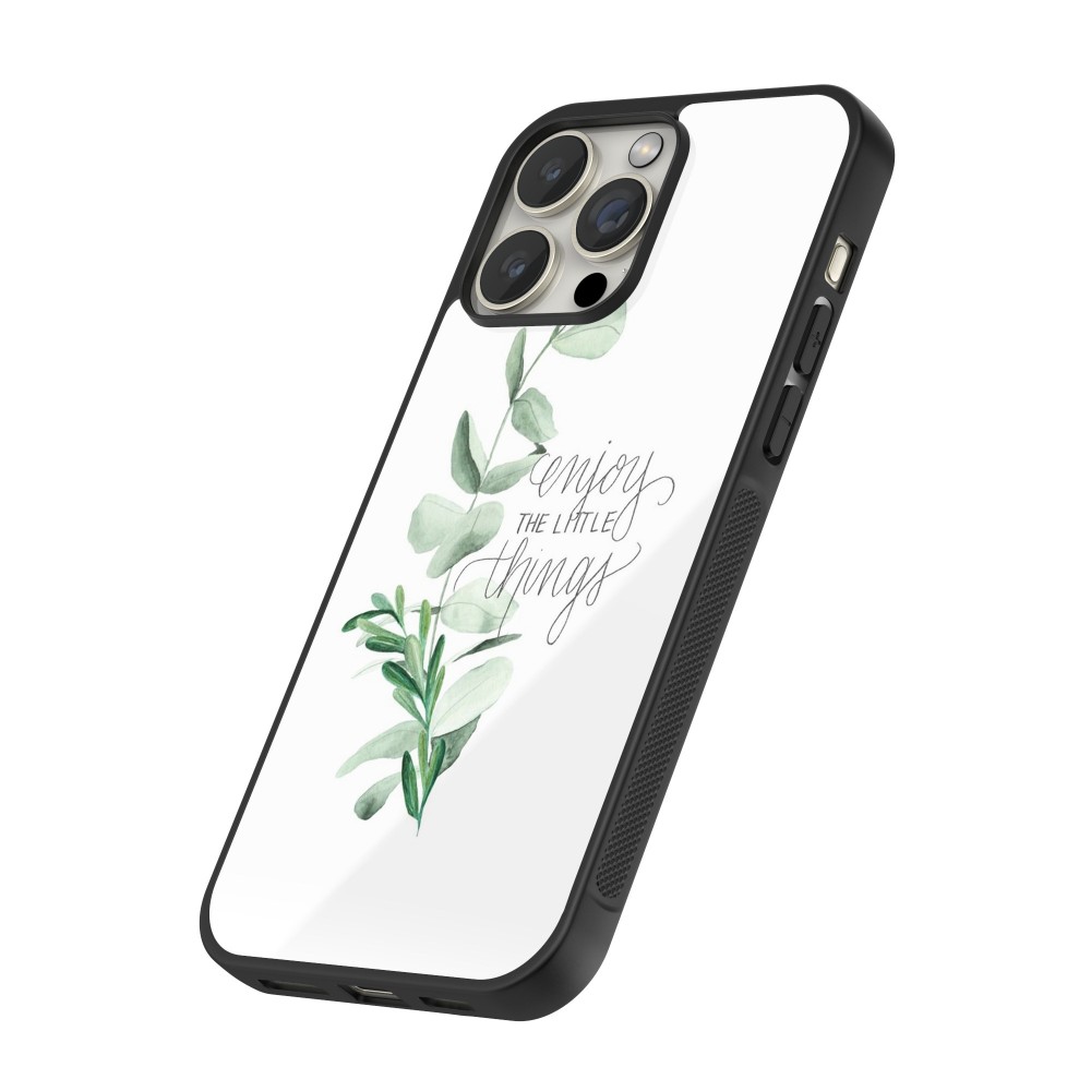 iPhone 14 Pro Max Case Hülle - Silikon schwarz Enjoy the little things