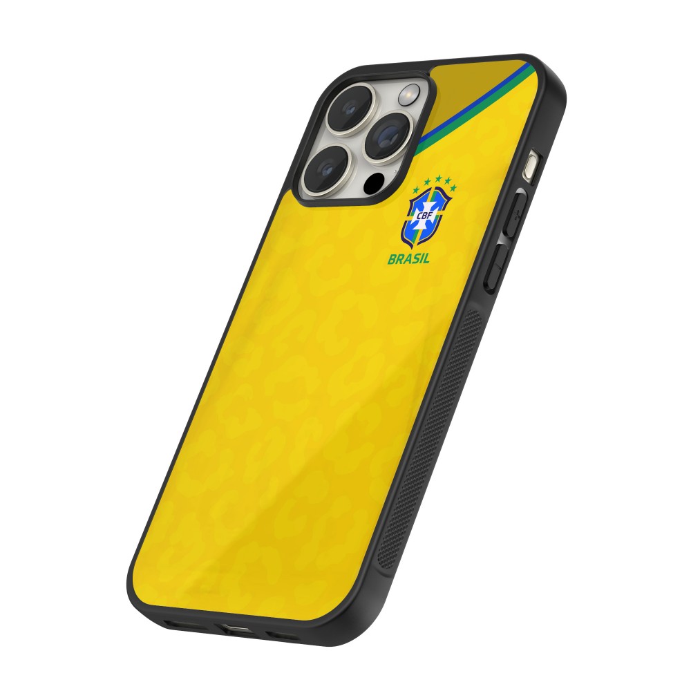 iPhone 14 Pro Max Case Hülle - Silikon schwarz Brasilien 2022 personalisierbares Fußballtrikot