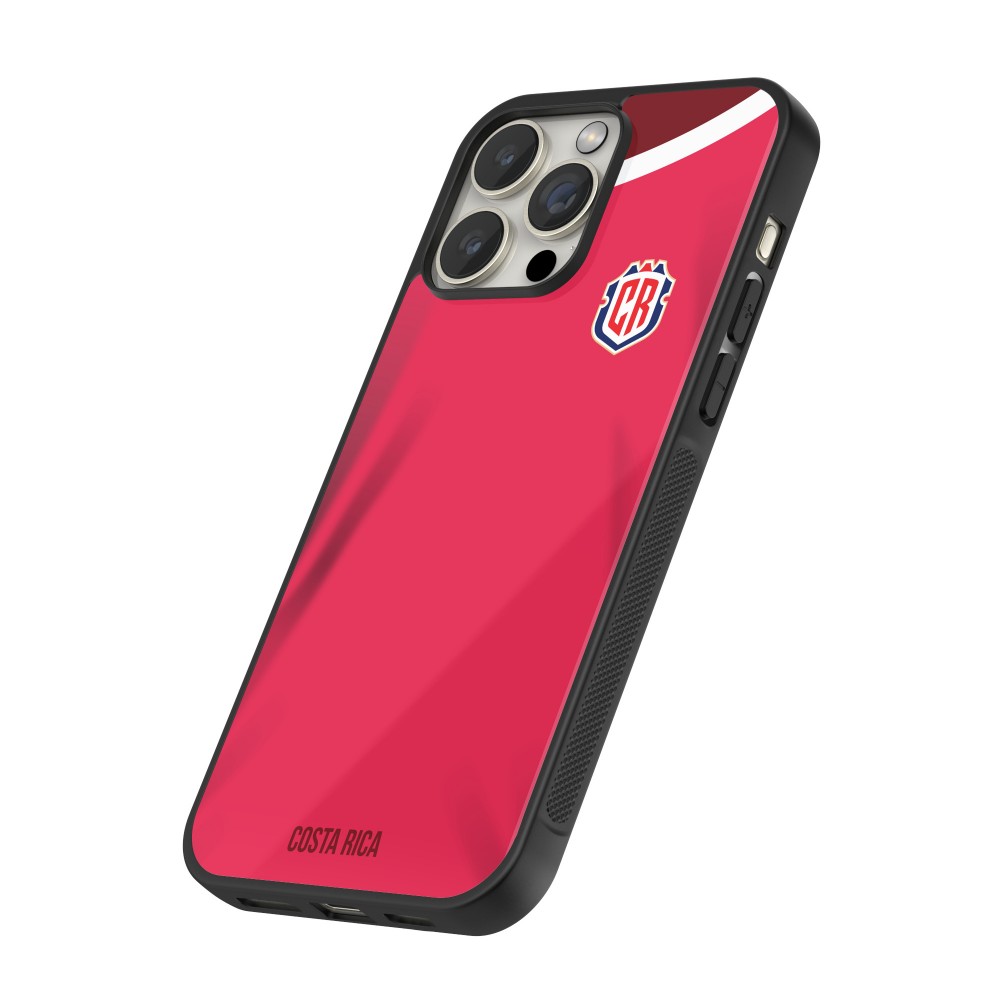 Coque iPhone 14 Pro Max - Silicone rigide noir Maillot de football Costa Rica 2022 personnalisable