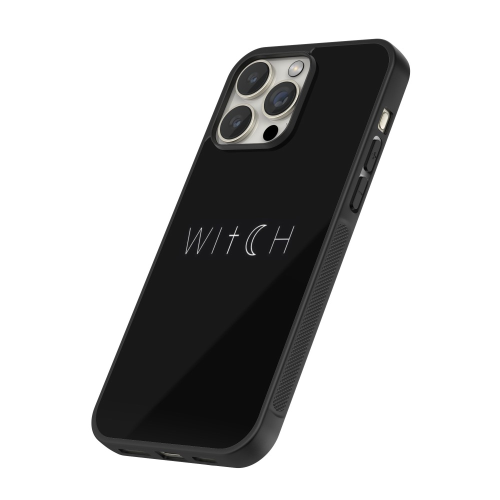 Coque iPhone 14 Pro Max - Silicone rigide noir Halloween 22 witch word