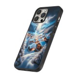Coque iPhone 14 Pro Max - Silicone rigide noir Mont Neige Lumière