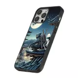 Coque iPhone 14 Pro Max - Silicone rigide noir Ninja sous la lune