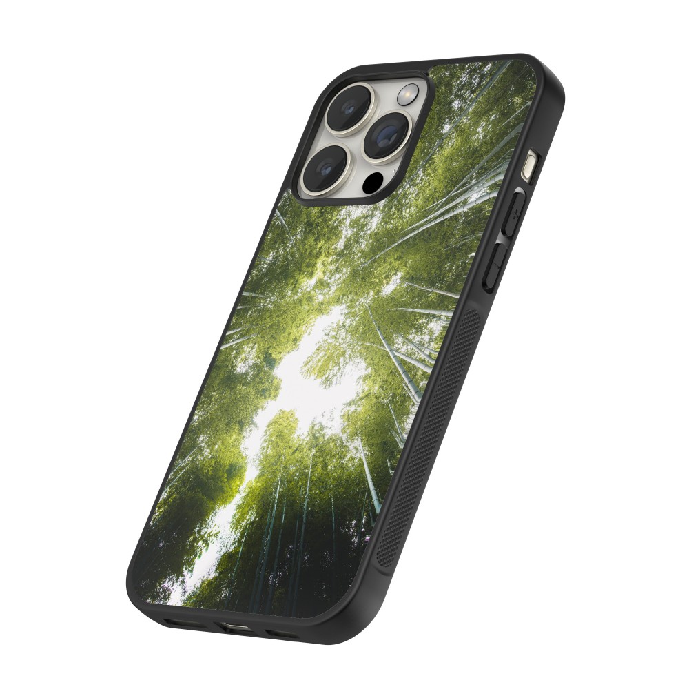 Coque iPhone 14 Pro Max - Silicone rigide noir Spring 23 forest blue sky