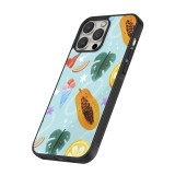 iPhone 14 Pro Max Case Hülle - Silikon schwarz Summer 2025 Pattern papaya