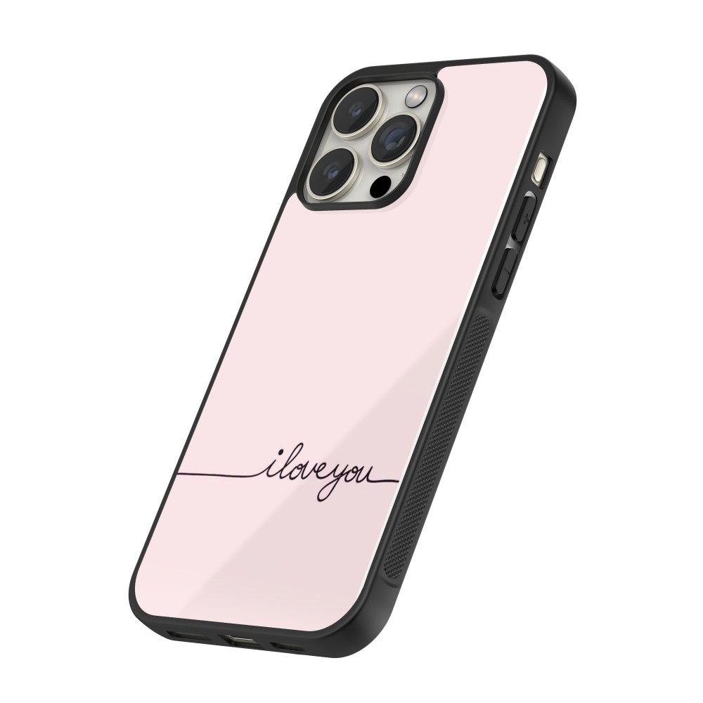Coque iPhone 14 Pro Max - Silicone rigide noir Valentine 2023 i love you writing