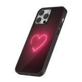 Coque iPhone 14 Pro Max - Silicone rigide noir Valentine 2023 single neon heart