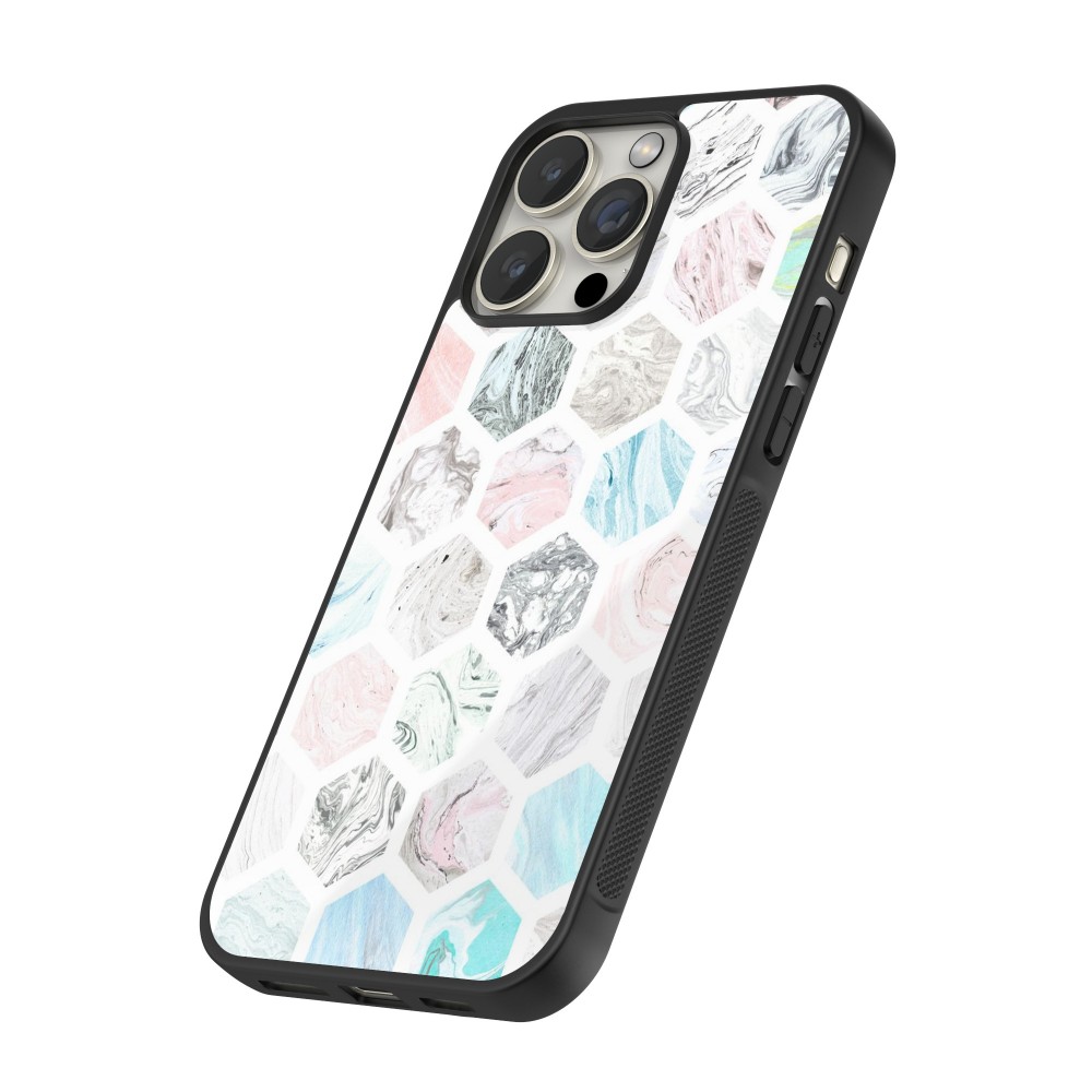 Coque iPhone 14 Pro - Silicone rigide noir Marble Everything