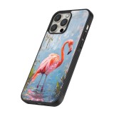 Coque iPhone 14 Pro - Silicone rigide noir Paint Flamingo