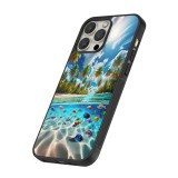 Coque iPhone 14 Pro - Silicone rigide noir Plage Paradis