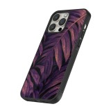iPhone 14 Pro Case Hülle - Silikon schwarz Purple Light Leaves