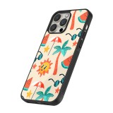 Coque iPhone 14 Pro - Silicone rigide noir Summer 2025 Pattern soleil